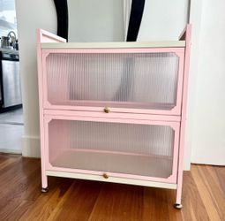 Moving Sale!! Pink Steel cabinet/ coffee cart