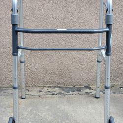 ProBasics Folding Aluminum Adult Trigger Mobility Walker 5" Wheels 350 Lb. Weight Limit