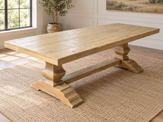 Large Rustic Farmhouse Dining Table with 2 Leaves