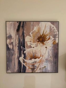 Floral Canvas Wall Art in Dark Frame