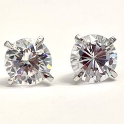 925 Sterling Silver Cubic Zirconia Stud Earrings 8mm