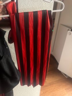 Red and Black Striped Satin Skirt
