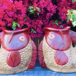 Set of 2 Koi Fish Pot Planters