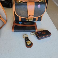 Vintage Dooney And Bourke Purse, Wallet, Change Purse And Key Ring 