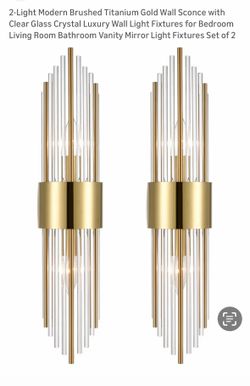 Two Brand New Shawnkey  gold wall sconces