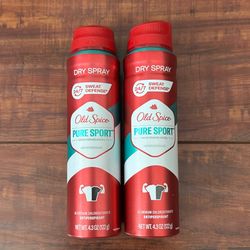 Old Spice PURE SPORT High Endurance; 24/7 Sweat Defense DRY SPRAY Antiperspirant: 4.3 oz Each (2 For $12)