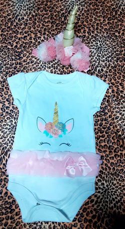 Unicorn onesie w/ headband