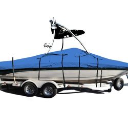 Boat Cover 16–18.5 ft Waterproof Heavy Duty Bass V Hull Runabout w/ Straps Black  NEW