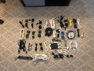 Box of assorted cables