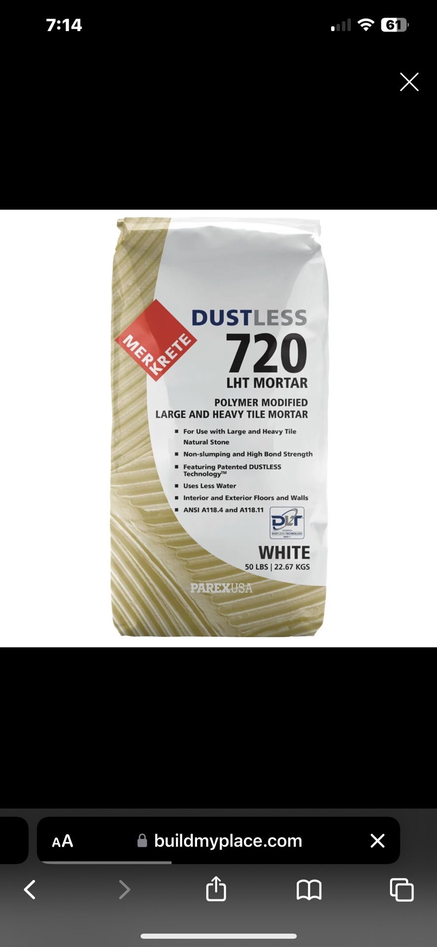 Dustless Mortar Mix 720 
