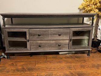 60” Rustic TV Stand / Media Console with Glass Doors & Drawers