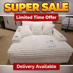 White 2 Arm Chaise Sofa  64"W X 60"D X 30"H