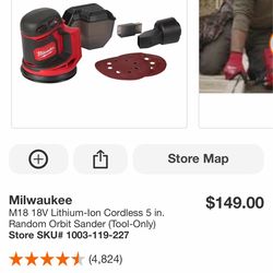 Milwaukee M18 18V Lithium-Ion Cordless 5 in. Random Orbit Sander (Tool-Only)