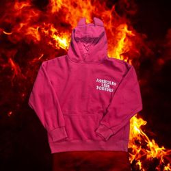 Explicit Red hoodie with board statement 