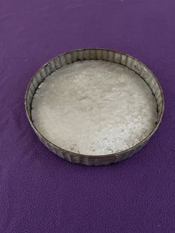 10-7/8 Inch  Round Galvanized Metal Tray Decorative Tray Corrugated Edges