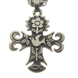 Retired James Avery Dove Flower Butterfly Fish Cross Pendant Medium