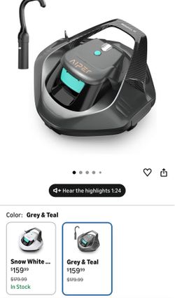 AIPER Seagull SE 2025 Cordless Robotic Pool Cleaner with LED Indicator, Self-Parking Technology, Lasts 90 Mins Runtime, Ideal for Above-Ground Pool up