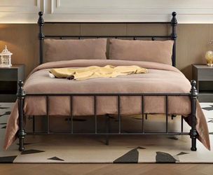 Queen Size Black Metal Bed Frame