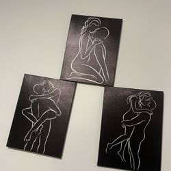 3 Piece Abstract Couple Wall Art
