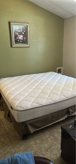 Used king mattress and box with bed frame