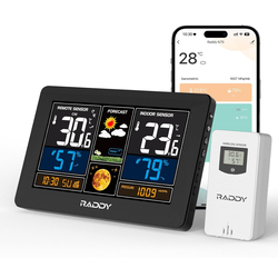 Raddy N75 Wi-Fi Weather Station with App Control, 7.5" Color Display Indoor Outdoor Thermometer, Accurate Weather Forecast, Network Time, Frost Alert,