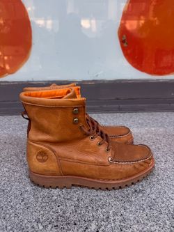 Timberland Brown Leather Moc Toe Lace-Up Boots