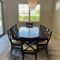 Mahogany Trestle Dining Table & (8) Chairs