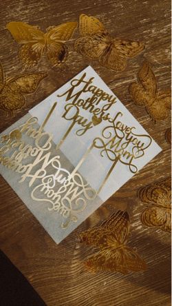 32pc Gold ‘Mothers Day’ cake/floral toppers
