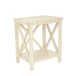 Set of 2 end side table tables - antique distressed ivory - NEW