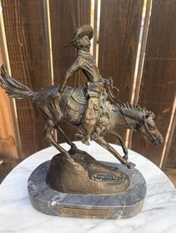 Vintage 1980s "Arizona Cowboy" Bronze Statue (After Frederic Remington)