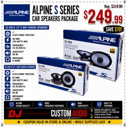 Alpine S Series Car Speakers 2 Sets S2-S65 6 1/2" & S2-S69 6x9" 2-Way Coaxial Speaker System 500 Watt Package 🚨 Payment Options Available 🚨 No Credi