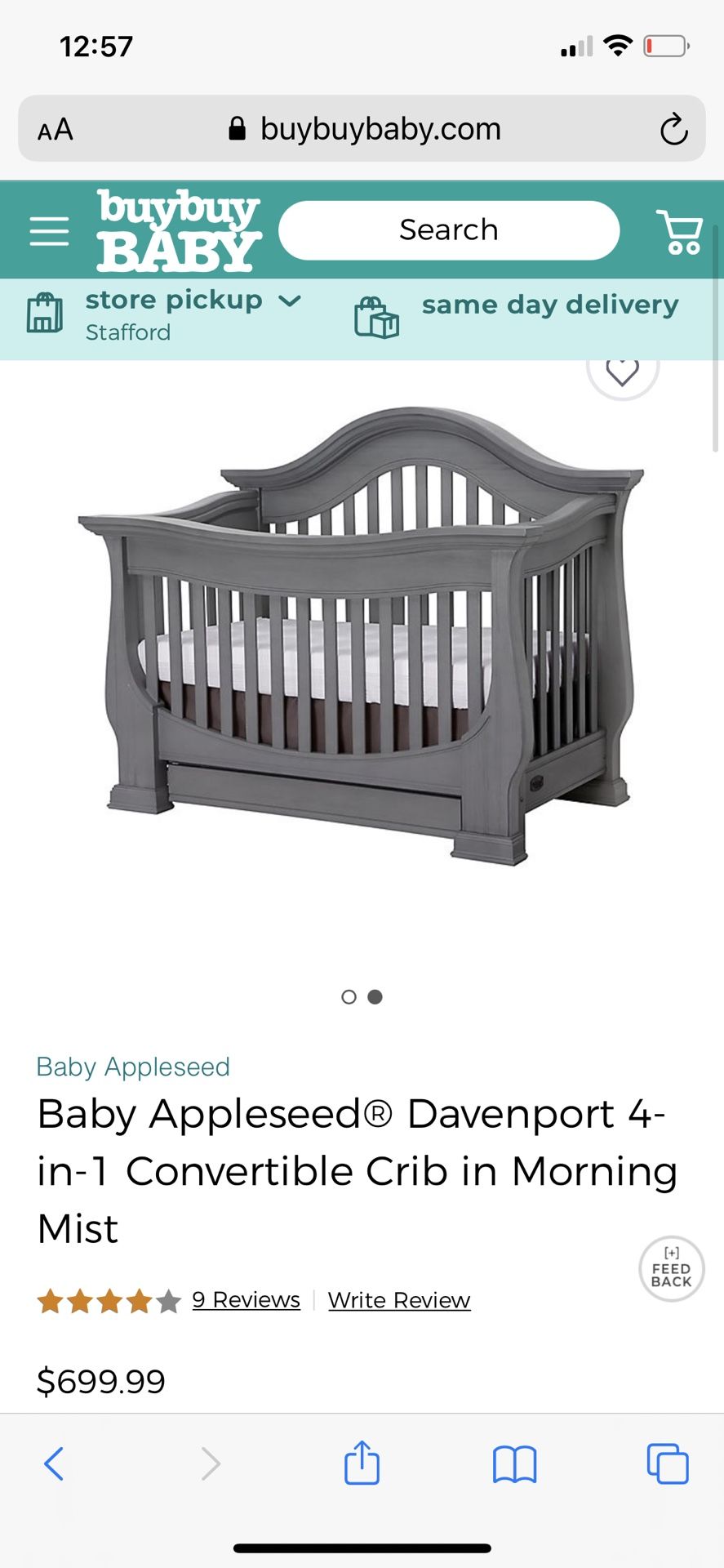 Morning Mist Davenport In Crib Baby Appleseed Piece Nursery Set