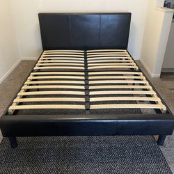 Full Size Brown Faux Leather Platform Bed Frame *Delivery Available* 