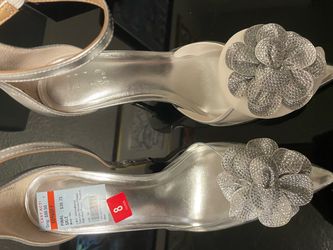 Silver heels with with clear top