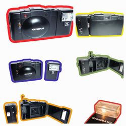 Vintage 35mm Film Camera Olympus XA2  With A11 Flash, Soft Case & Original User Guides,papers