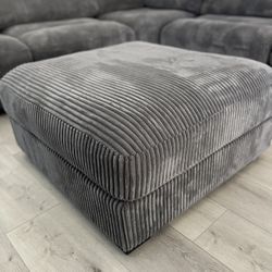 Large Ottoman - Grey Corduroy Fabric - 40x40