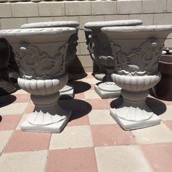 New Flower Pots Made Out Of Cement Beautiful Yard Decoration 