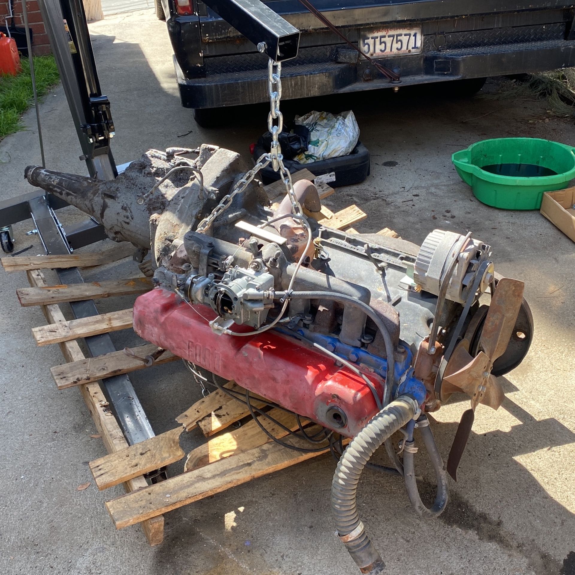 Ford 223 Inline 6 Engine And Ford O Matic 2 Speed Transmission Runs Great