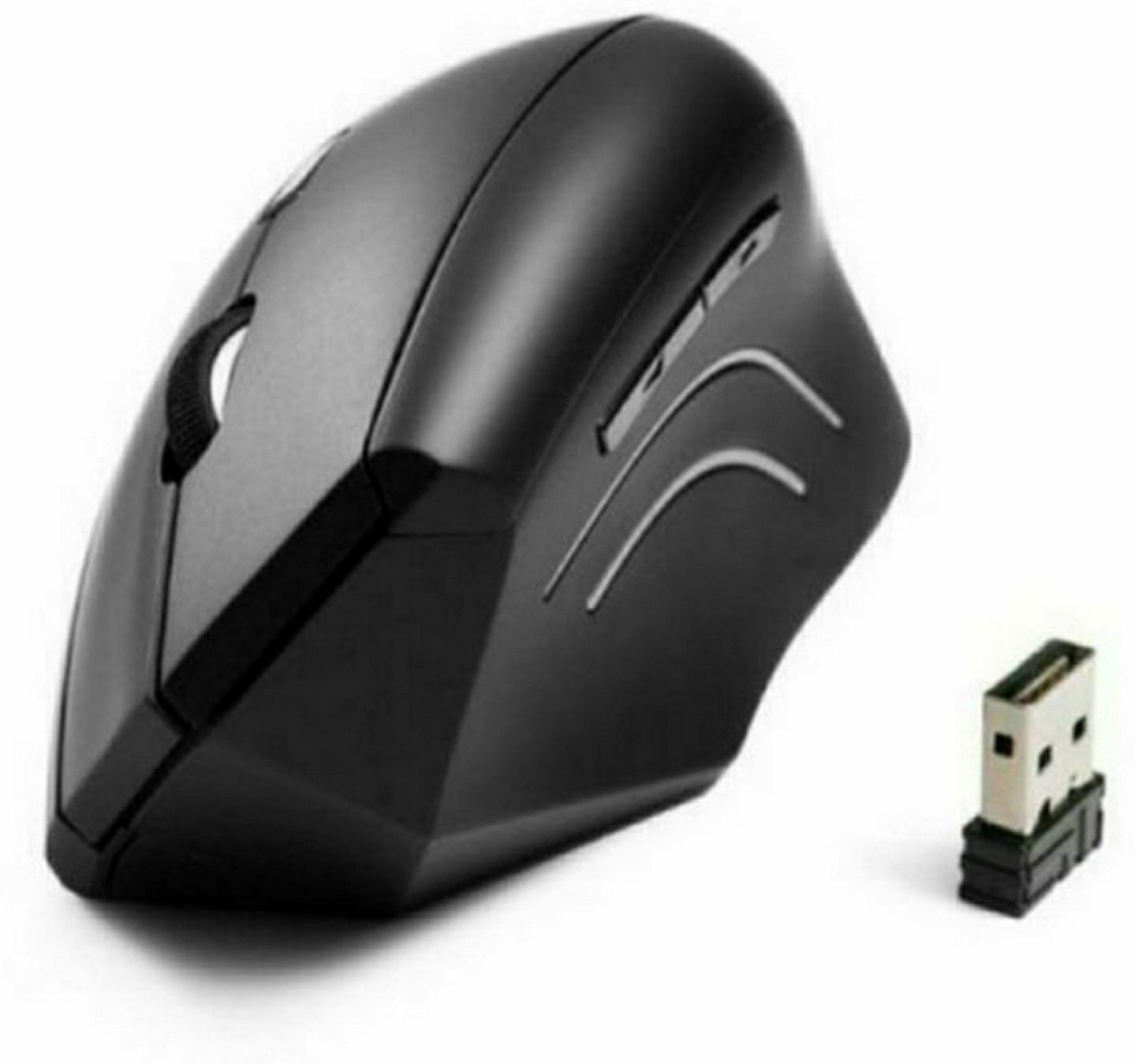 Anker 2.4G Wireless Vertical Ergonomic Optical Mouse, 800 / 1200 /1600 DPI, 5 Buttons for Laptop, Desktop, PC, Macbook - Black