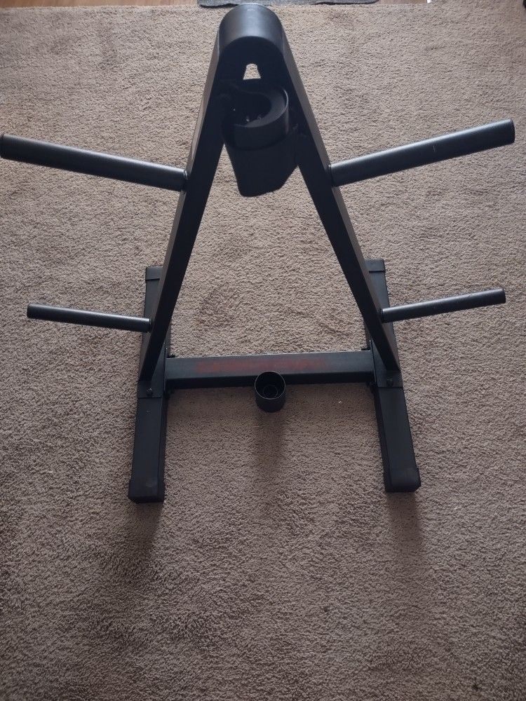 Weider weight plate online & barbell storage rack