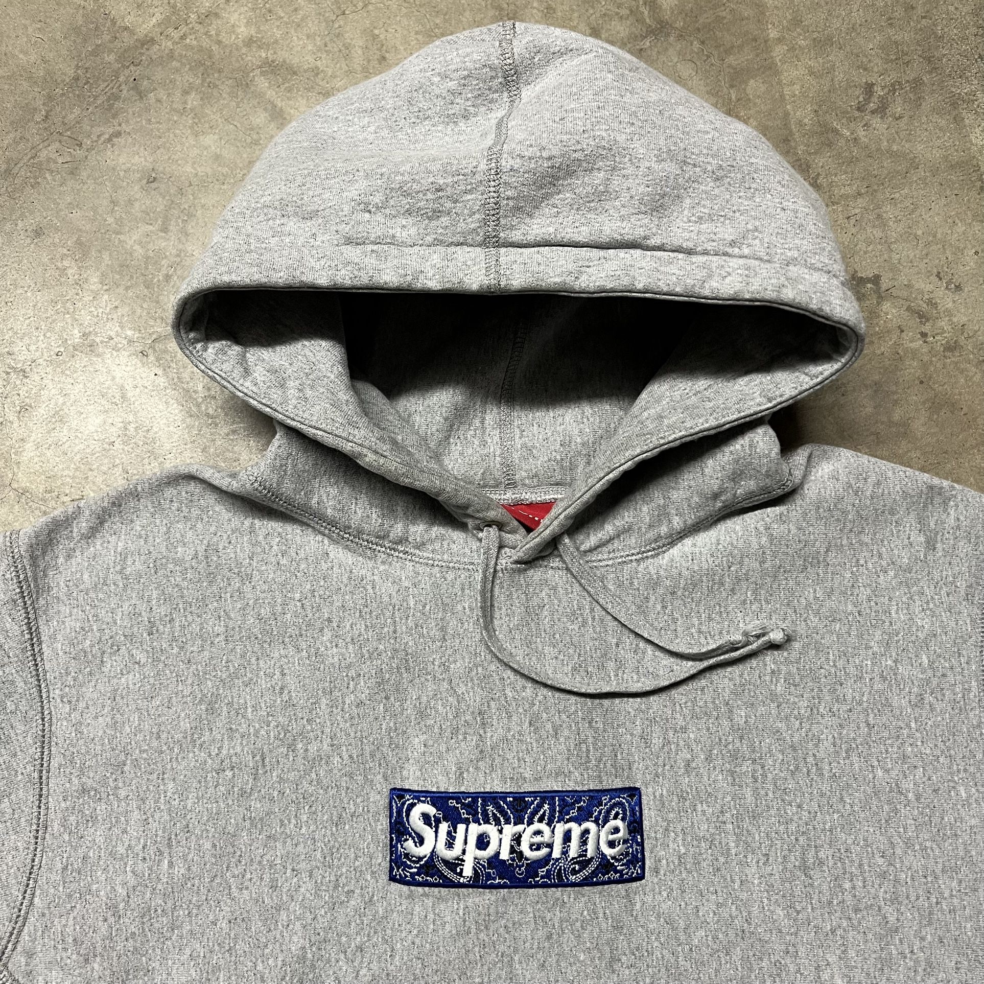 FW19 Supreme New York Blue Bandana Box Logo Hoodie Sweater XL