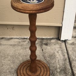 Turned Wood Pedestal Plant Stand Rare  Available Read Description 