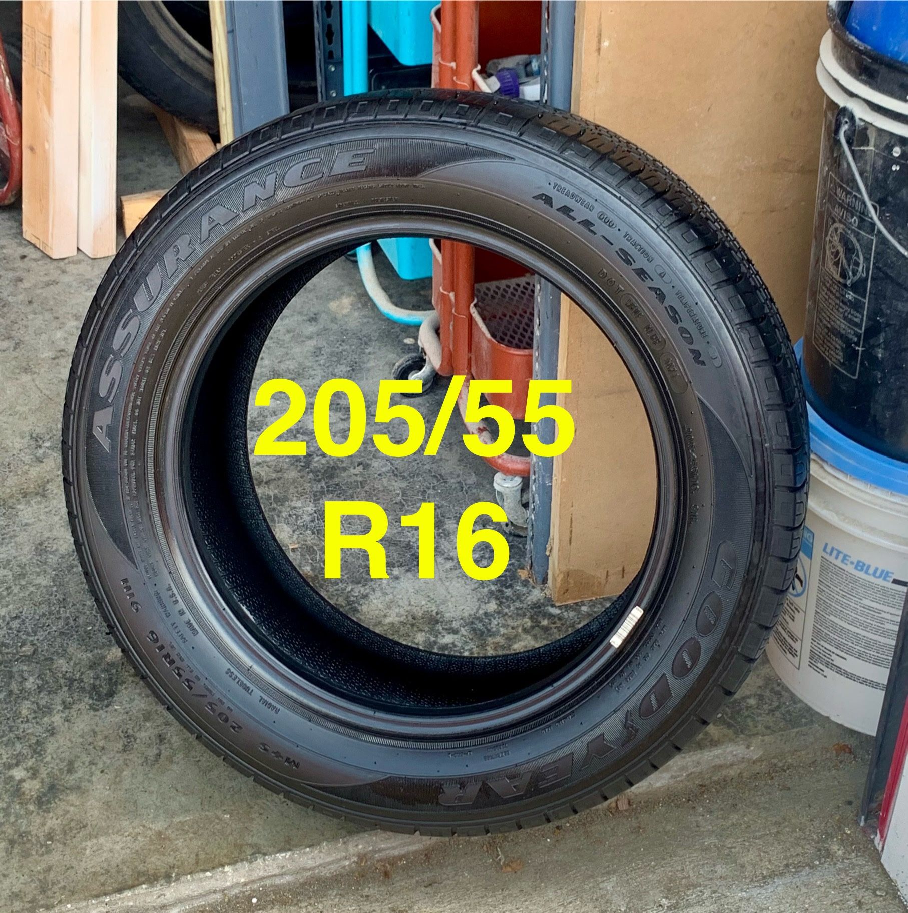 1 Used Tire Goodyear Assurance A/S 205/55R16. Almost 75%Tread.
