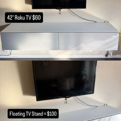 Floating Tv Stand + Roku Tv