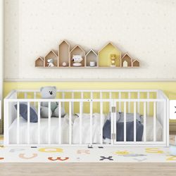 Twin size metal floor bed