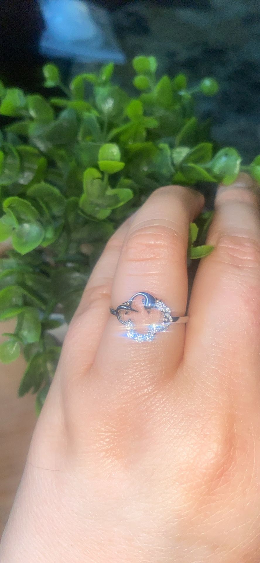 Dolphin and clover ring sterling silver 925