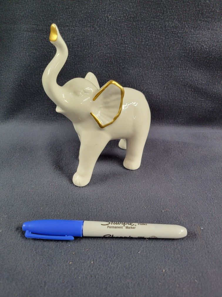 Porcelain Elephant Figurine, 5" X 6"