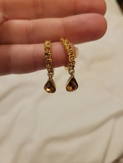 Vintage Brown Stone Tear Drop Earrings