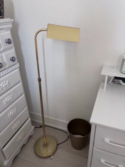 Gold Adjustable Floor Lamp with Rectangle Shade