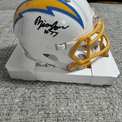 Zion Johnson Signed Mini Helmet - Beckett Coa - L.A. Chargers
